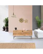 Geschnitzte Holztruhe aus Metall Manguier Sculture II beige - 100x40x45 cm