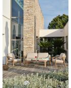 Salón de jardín bajo de 5 plazas GOYA en aluminio imitación madera marrón y gris