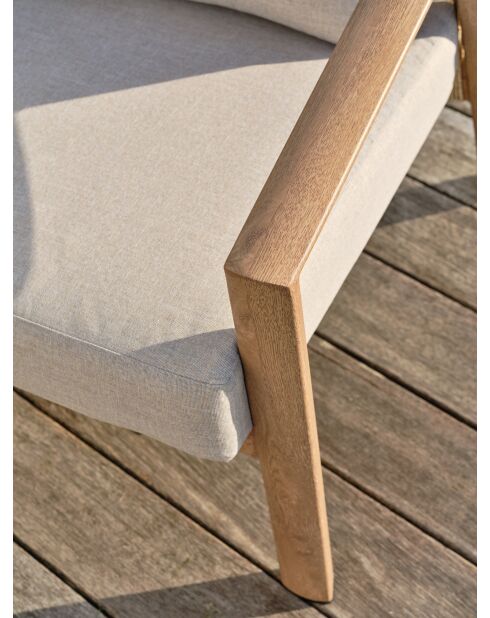 Salón de jardín bajo de 5 plazas GOYA en aluminio imitación madera marrón y gris