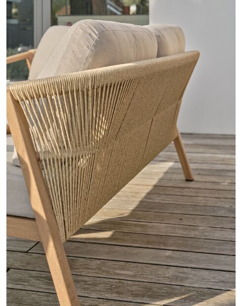 Salón de jardín bajo de 5 plazas GOYA en aluminio imitación madera marrón y gris