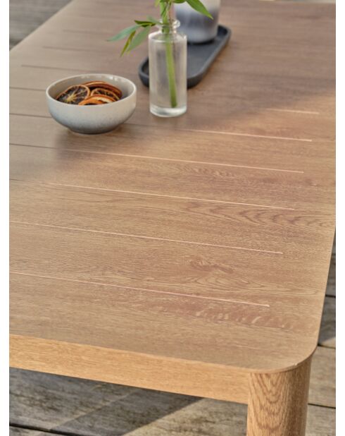 Salón de jardín bajo de 5 plazas GOYA en aluminio imitación madera marrón y gris