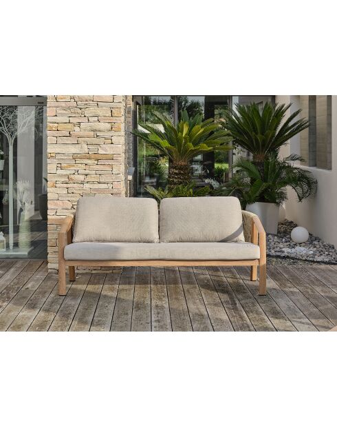 Salón de jardín bajo de 5 plazas GOYA en aluminio imitación madera marrón y gris