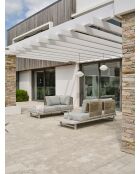 Mueble de jardín de esquina IRUN de 6 plazas en cuerda tejida y aluminio gris