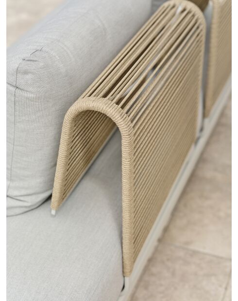 Mueble de jardín de esquina IRUN de 6 plazas en cuerda tejida y aluminio gris