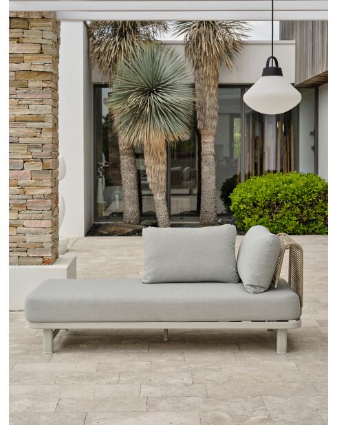 Mueble de jardín de esquina IRUN de 6 plazas en cuerda tejida y aluminio gris