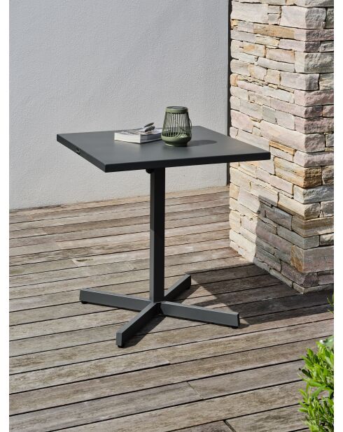 LOUISE Gartensäulentisch mit anthrazitgrauer Klappschale - 70x70x74 cm