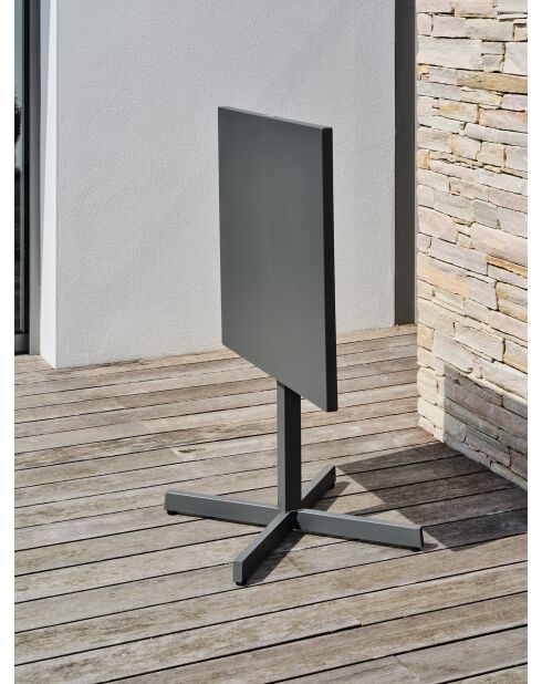 LOUISE Gartensäulentisch mit anthrazitgrauer Klappschale - 70x70x74 cm