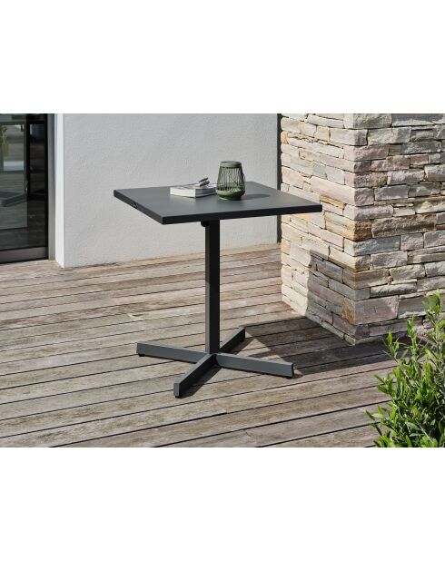 LOUISE Gartensäulentisch mit anthrazitgrauer Klappschale - 70x70x74 cm