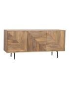 Laag dressoir gesneden hout 3P geometrisch patroon Manguier Maglan II beige - 170x45x80 cm