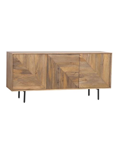 Laag dressoir gesneden hout 3P geometrisch patroon Manguier Maglan II beige - 170x45x80 cm