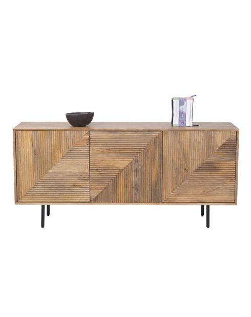 Laag dressoir gesneden hout 3P geometrisch patroon Manguier Maglan II beige - 170x45x80 cm