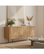 Laag dressoir gesneden hout 3P geometrisch patroon Manguier Maglan II beige - 170x45x80 cm