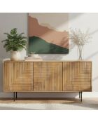 Laag dressoir gesneden hout 3P geometrisch patroon Manguier Maglan II beige - 170x45x80 cm