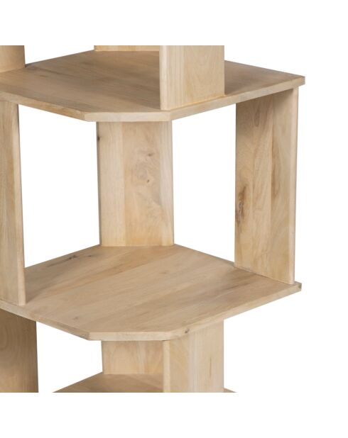 Natürlich strukturiertes Bücherregal - Mangoholz - Aranyabeige - 46x46x178 cm