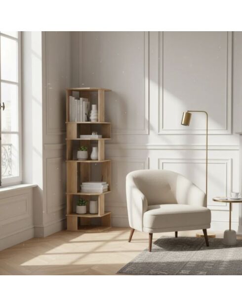 Natürlich strukturiertes Bücherregal - Mangoholz - Aranyabeige - 46x46x178 cm