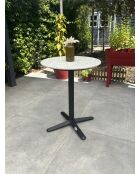 BISTRO runder Gartentisch mit schwarzer und weißer Terrazzoplatte - D 60xH 74 cm