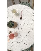 BISTRO runder Gartentisch mit schwarzer und weißer Terrazzoplatte - D 60xH 74 cm