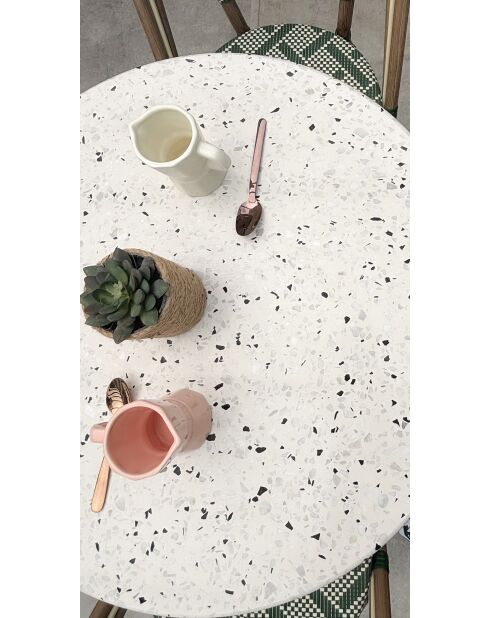 BISTRO runder Gartentisch mit schwarzer und weißer Terrazzoplatte - D 60xH 74 cm