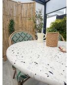 BISTRO runder Gartentisch mit schwarzer und weißer Terrazzoplatte - D 60xH 74 cm