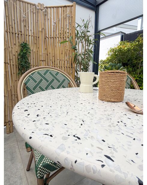 BISTRO runder Gartentisch mit schwarzer und weißer Terrazzoplatte - D 60xH 74 cm