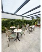 BISTRO runder Gartentisch mit schwarzer und weißer Terrazzoplatte - D 60xH 74 cm