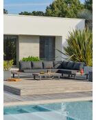 Mueble de jardín en esquina ALICANTE de 6 plazas en teca y aluminio gris antracita