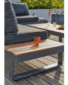 Mueble de jardín en esquina ALICANTE de 6 plazas en teca y aluminio gris antracita