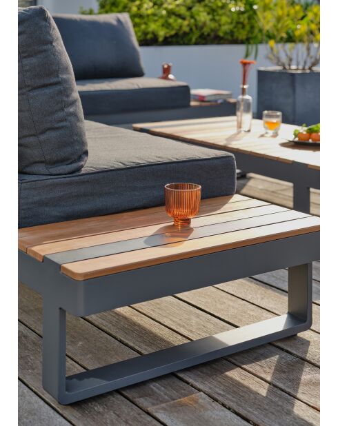 Mueble de jardín en esquina ALICANTE de 6 plazas en teca y aluminio gris antracita