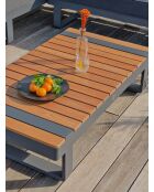 Mueble de jardín en esquina ALICANTE de 6 plazas en teca y aluminio gris antracita