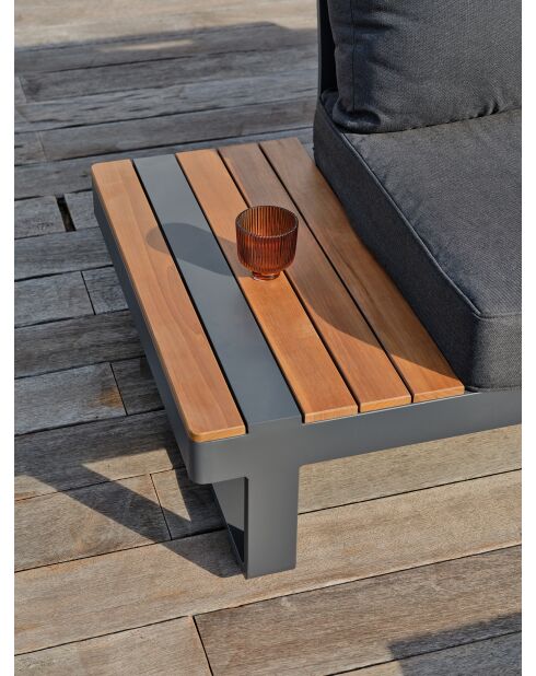 Mueble de jardín en esquina ALICANTE de 6 plazas en teca y aluminio gris antracita