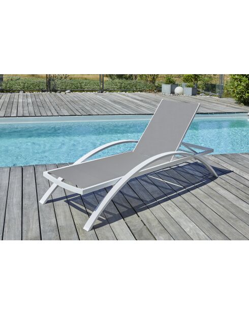 2 bains de soleil BARCELONA blanc/gris - 195x74x32 cm