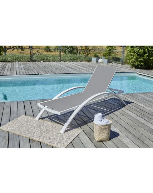 2 bains de soleil BARCELONA blanc/gris - 195x74x32 cm