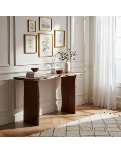 Console a bord naturel Acacia Sansur marron - 117x41x76 cm