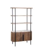 Étagère 2 portes plateau marbre Manguier Kfir III multicolore - 95x40x170 cm