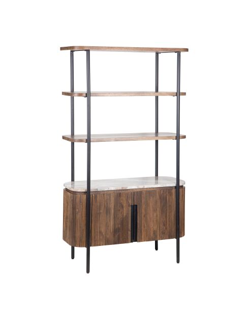 Étagère 2 portes plateau marbre Manguier Kfir III multicolore - 95x40x170 cm