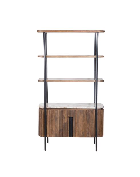 Étagère 2 portes plateau marbre Manguier Kfir III multicolore - 95x40x170 cm