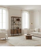 Étagère 2 portes plateau marbre Manguier Kfir III multicolore - 95x40x170 cm