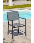 TOLEDE Stapelbarer Gartensessel aus Aluminium und anthrazitgrauem Textilene - 103x62x100cm