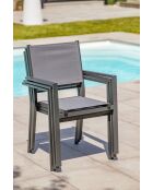 TOLEDE Stapelbarer Gartensessel aus Aluminium und anthrazitgrauem Textilene - 103x62x100cm