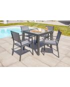 TOLEDE Stapelbarer Gartensessel aus Aluminium und anthrazitgrauem Textilene - 103x62x100cm