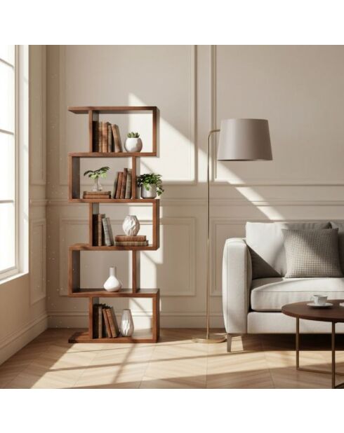 Libreria grande Alan brown in legno di mango - 55x30x150 cm