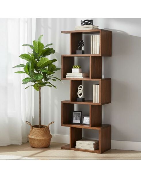 Libreria grande Alan brown in legno di mango - 55x30x150 cm