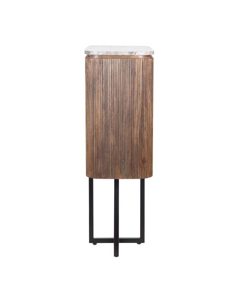 Hoog dressoir 2 deuren met Manguier Kfir III marmeren blad bruin - 80x40x126 cm
