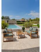 ARACAJU Gartenlounge für 4 Personen aus braunem und olivgrünem Akazienholz