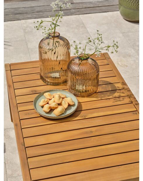 ARACAJU Gartenlounge für 4 Personen aus braunem und olivgrünem Akazienholz