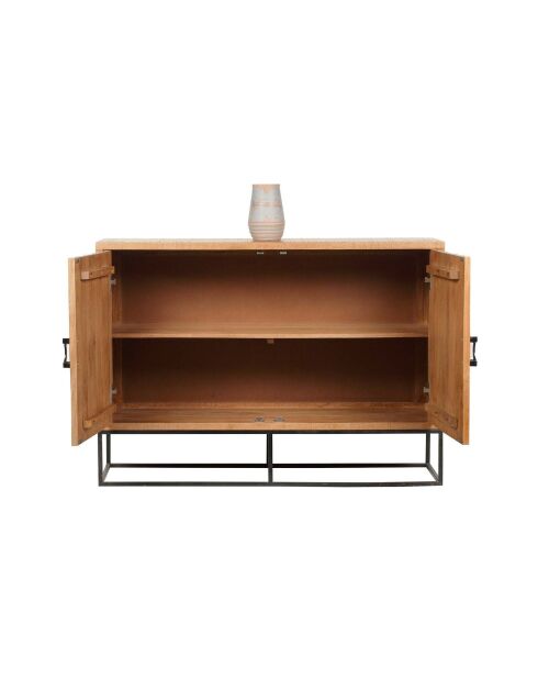 Aparador con 2 puertas esculpidas Manguier Solaris II beige - 120x42x85 cm