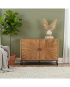 Credenza con 2 ante scolpite Manguier Solaris II beige - 120x42x85 cm