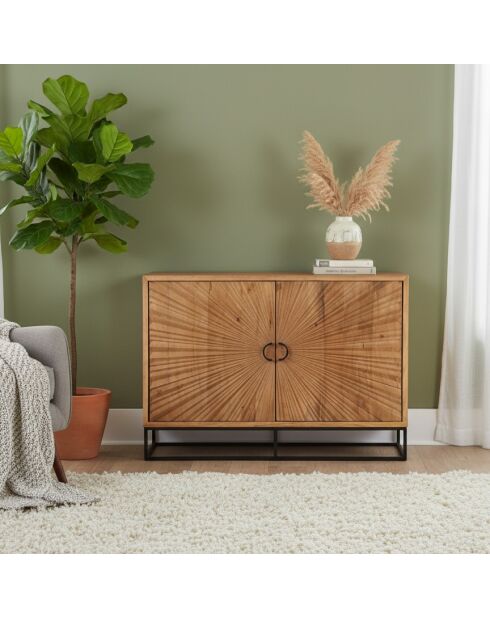 Aparador con 2 puertas esculpidas Manguier Solaris II beige - 120x42x85 cm