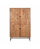 Armoire sculptée 2 portes Manguier Sculture II beige - 112x48x180 cm