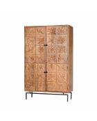 Armoire sculptée 2 portes Manguier Sculture II beige - 112x48x180 cm